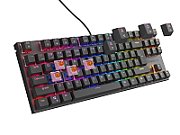 Tastatura gaming mecanica cu fir Genesis Thor 303 TKL, iluminare RGB, switch Linear, switch model Outemu Peach Silent, numar taste 87, 11 butoane multimedia, lungime cablu 1.8m, dimensiuni 355 x 136 x 36 mm, negru