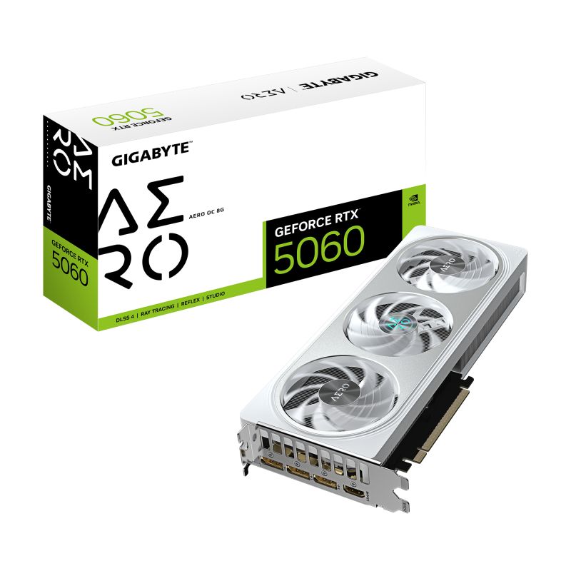 Placa Video GIGABYTE GEFORCE RTX 5060 AERO OC 8GB GDDR7 128 bit, PCIE 5.0, 3x DP 1x HDMI
