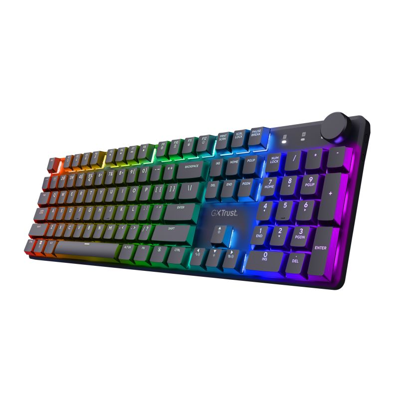 Tastatura gaming mecanica Trust GXT 868 Torix Premium wireless, 104 taste, 12 taste multimedia programabile, negru