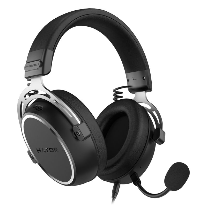 Casti gaming cu fir Hator Hypergang 3, material membrana compozit, frecventa raspuns 10Hz-44kHz, impendanta 32Ω, putere maxima 30mW, microfon detasabil unidirectional, sensibilitate -38 ±3dB, negru