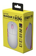 Mouse wireless Hator Quasar 3 ULTRA 8K, conectivitate 2.4GHz, bluetooth 5.4 si USB, polling rate pana la 8000Hz, senzor PixArt 3395, rezolutie maxima 30000 DPI, capacitate baterie 500 mAh, durata de viata baterie in modul wireless pana la 52 ore, timp incarcare 2 ore, switch  HATOR® Optical 100M