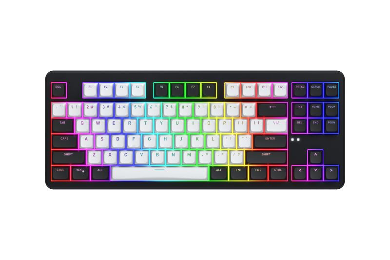 Tastatura mecanica wirelss Hator Rockfall 3 Mecha TKL conectivitate USB, pollingrate 1000Hz, iluminare RGB cu functia de a customiza fiecare tasta individual, tip switch HATOR Aurum Orange Linear rev.1.0, durata de viata switch 70M de clickuri, durata de viata baterie pana la 160 ore in wireless