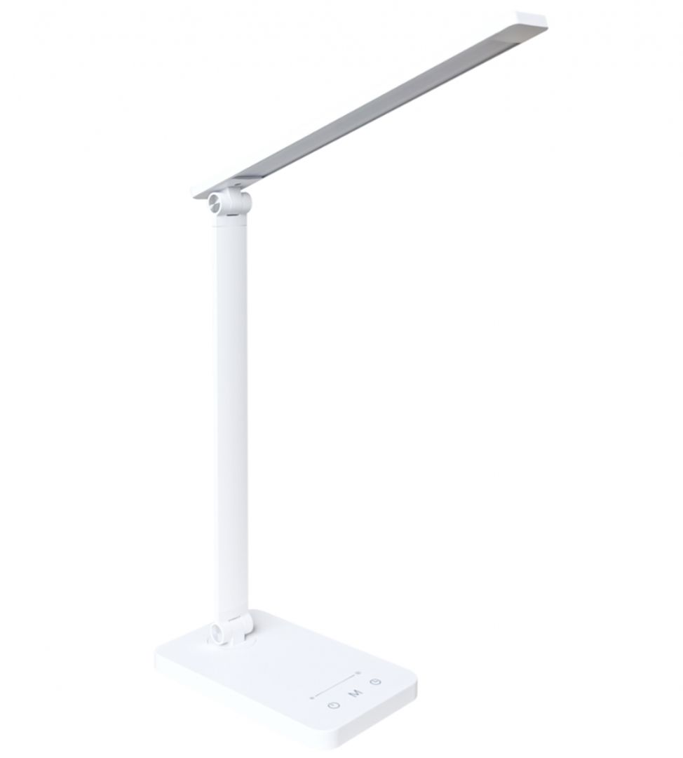 Lampa LED birou Ledvance PANAN Disk Fold, 6.5W, 255 lm, lumina alba (3000K - 6500K), dimabila, Touch control, temporizator 30/60 minute, slot USB 5V/1A, Alb