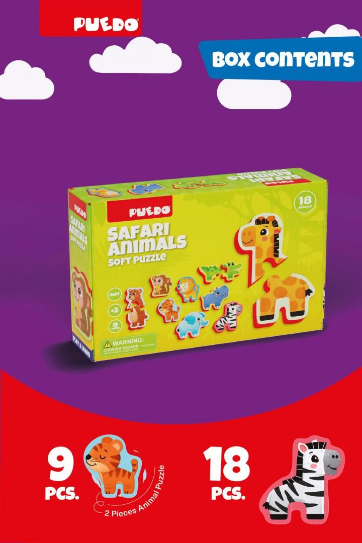 PUZZLE DIN SPUMA EVA,  ANIMALELE DIN SAFARI, PUEDO