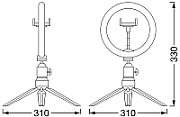 Lampa LED circulara portabila Ledvance Selfie RING, 5.5W, 250 lm, luminaalba (3000-6500K), dimabila, 1xCR2032, telecomanda, IP20, Ø200mm, Negru