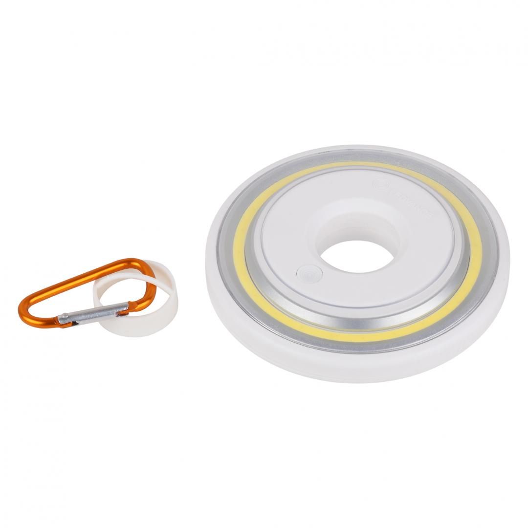 Lanterna LED camping Ledvance, 2.2W, 180 lm, Ø120 mm, 3 moduri de iluminare (100%-180lm,  50%-90lm, 30%-60lm), 3xAAA (neincluse), magnet, carglic, IP20, Alb
