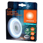 Lanterna LED camping Ledvance, 2.2W, 180 lm, Ø120 mm, 3 moduri de iluminare (100%-180lm,  50%-90lm, 30%-60lm), 3xAAA (neincluse), magnet, carglic, IP20, Alb