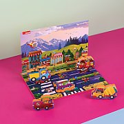 PUZZLE DIN SPUMA EVA, MASINI SI SEMNE DE CIRCULATIE, 17 PIESE, PUEDO
