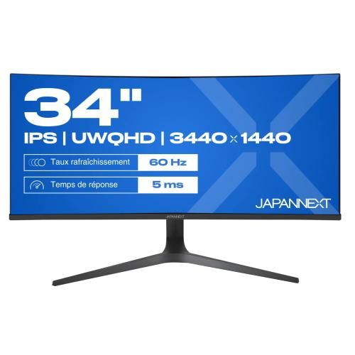 JAPANNEXT Monitor Curbat 34  IPS UHD (3440x1440) HDR, HDCP, PIP, DP, HDMI, Speakers, USB-C (+ charge 65W), VESA