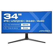 JAPANNEXT Monitor Curbat 34  IPS UHD (3440x1440) HDR, HDCP, PIP, DP, HDMI, Speakers, USB-C (+ charge 65W), VESA