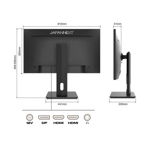 JAPANNEXT Monitor 27  IPS WQHD (2560 x 1140) |HDR, Height & Tilt Adjustable (HSP) Speakers, VESA, Flicker-Free G-Sync