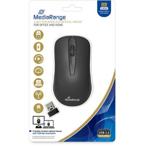 MediaRange 3-button wireless optical mouse, black