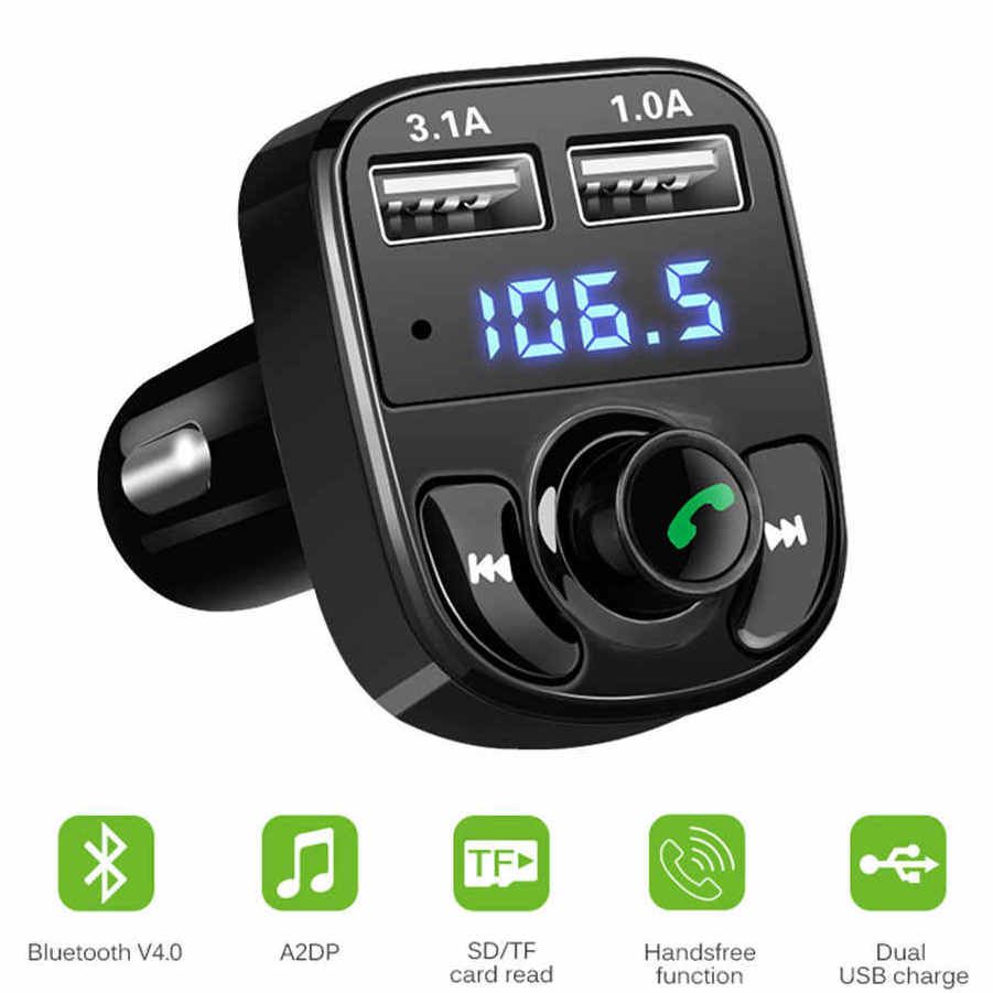 FM modulator with Bluetooth V5.0+EDR, 2 x USB slot (1A+3.1A), LED display
- Supply voltage: 12-24V DC
- Music format: MP3, WMA
- USB Disk 32GB max.
Packaging: box 1 pc.