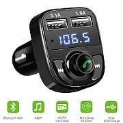 FM modulator with Bluetooth V5.0+EDR, 2 x USB slot (1A+3.1A), LED display
- Supply voltage: 12-24V DC
- Music format: MP3, WMA
- USB Disk 32GB max.
Packaging: box 1 pc.