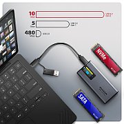 EEM2-SD2 USB-C 10Gbps - M.2 NVMe & SATA SSD DISPLAY box