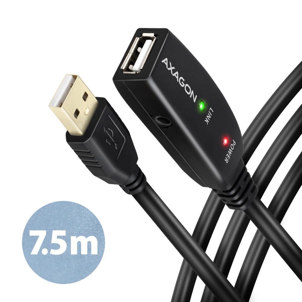 AXAGON USB prelungitor Negru 7.5m ADR-207 USB 2.0 A-M -> A-F