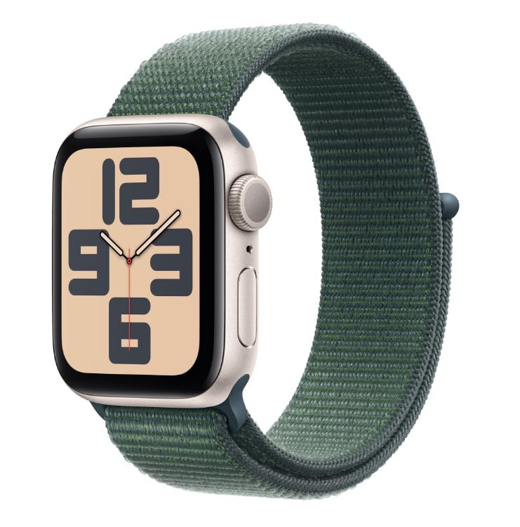Apple Watch SE GPS 40mm Starlight Aluminium Case with Lake Green Sport Loop
