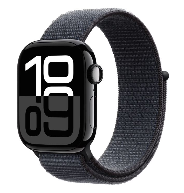 Apple Watch Series 10 GPS + Cellular 42mm Jet Black Aluminium Case with Ink Sport Loop