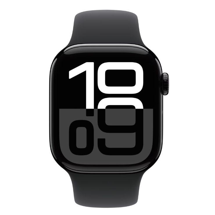 Apple Watch Series 10 GPS + Cellular 42mm Jet Black Aluminium Case with Black Sport Band - M/L
