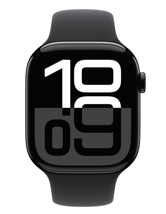 Apple Watch Series 10 GPS 46mm Jet Black Aluminium Case with Black Sport Band - S/M