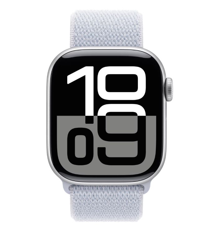 Apple Watch Series 10 GPS 42mm Silver Aluminium Case with Blue Cloud Sport Loop