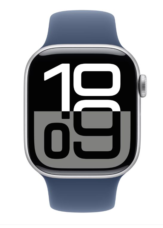 Apple Watch Series 10 GPS 42mm Silver Aluminium Case with Denim Sport Band - M/L