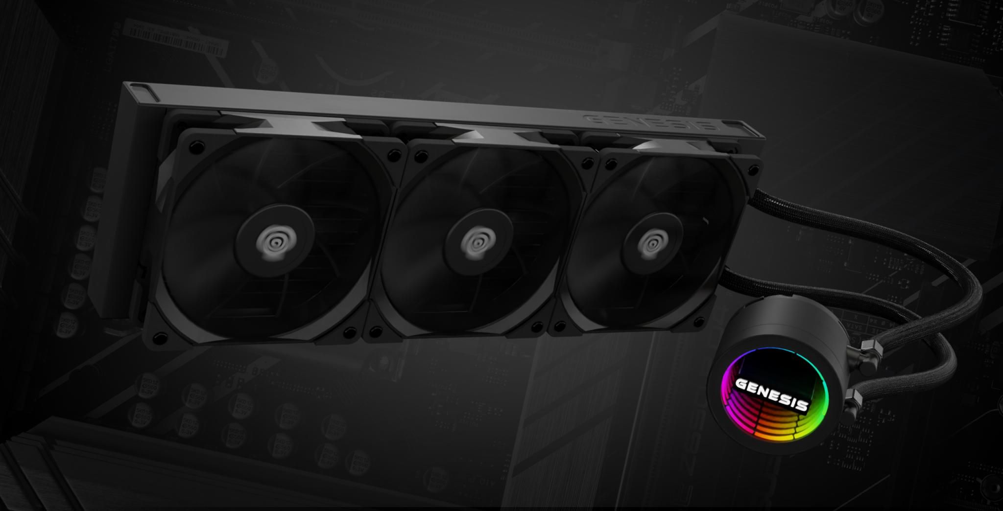 Cooler Procesor GENESIS HYDRA 360 NEGRU, dimensiune radiator 397x120x27mm, 3 ventilatoare ARGB, Viteza ventilatoare: 500-1550 RPM, Airflow ventilatoare: 80 CFM, Suport AMD: AM4/AM5, suport INTEL: LGA 1151/1156/1150/1200/1700/1851