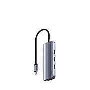CUDY 6-IN-1 USB Hub, Aluminium housing,1 USB-C 3.0 5Gbps male connecter with 25cm cable, 1x 4K@60Hz HDMI Port, 1 Gigabit Ethernet port, 3 USB-A 3.0 5Gbps Port, 1 USB-C power input Ports(5V/2A max),  compatible with MacBook, Mac Pro, Mac mini, iMac, Surface Pro, XPS, Flash Drive, Mobile HDD