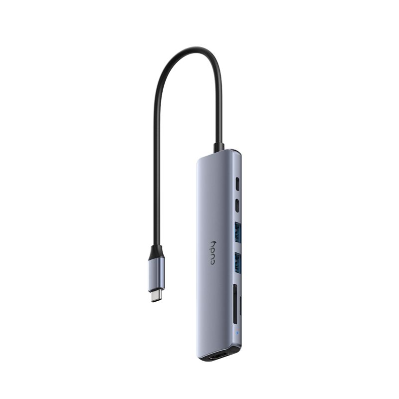 CUDY 7-IN-1 USB Hub, Aluminium housing, 1 USB-C 3.0 5Gbps male connecter with 25cm cable, 1x 4K@60Hz HDMI Port, 1x 100W USB-C port for PD Charging, 2 USB-A 3.0 5Gbps Data Port, 1 USB-C 3.0 5Gbps Data Port, 1 x SD Card Slot,1 x TF(MicroSD) Card Slot, compatible with MacBook, Mac Pro, Mac mini, iMac