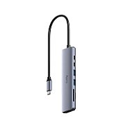 CUDY 7-IN-1 USB Hub, Aluminium housing, 1 USB-C 3.0 5Gbps male connecter with 25cm cable, 1x 4K@60Hz HDMI Port, 1x 100W USB-C port for PD Charging, 2 USB-A 3.0 5Gbps Data Port, 1 USB-C 3.0 5Gbps Data Port, 1 x SD Card Slot,1 x TF(MicroSD) Card Slot, compatible with MacBook, Mac Pro, Mac mini, iMac