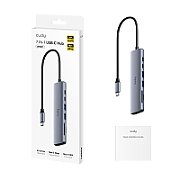 CUDY 7-IN-1 USB Hub, Aluminium housing, 1 USB-C 3.0 5Gbps male connecter with 25cm cable, 1x 4K@60Hz HDMI Port, 1x 100W USB-C port for PD Charging, 2 USB-A 3.0 5Gbps Data Port, 1 USB-C 3.0 5Gbps Data Port, 1 x SD Card Slot,1 x TF(MicroSD) Card Slot, compatible with MacBook, Mac Pro, Mac mini, iMac