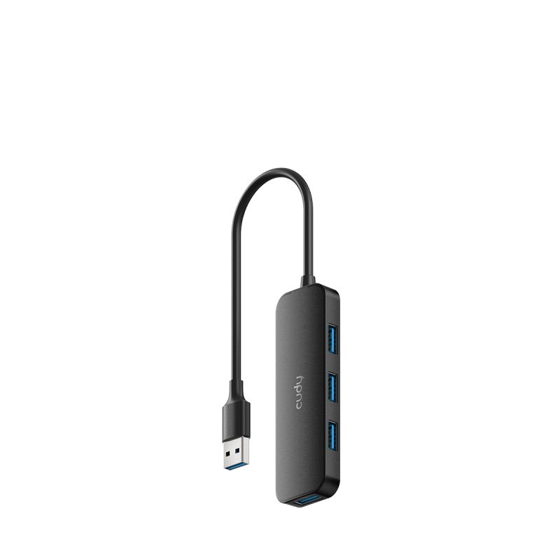 CUDY USB-A to 4-Port USB-A 3.0 Hub, Plastic housing,  1 USB-A 3.0 5Gbps male connecter with 20cm cable, 4 USB-A 3.0 5Gbps Ports, compatible with MacBook, Mac Pro, Mac mini, iMac, Surface Pro, XPS, PC, Flash Drive, Mobile HDD. Charging Not Supported