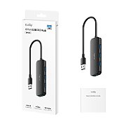 CUDY USB-A to 4-Port USB-A 3.0 Hub, Plastic housing,  1 USB-A 3.0 5Gbps male connecter with 20cm cable, 4 USB-A 3.0 5Gbps Ports, compatible with MacBook, Mac Pro, Mac mini, iMac, Surface Pro, XPS, PC, Flash Drive, Mobile HDD. Charging Not Supported