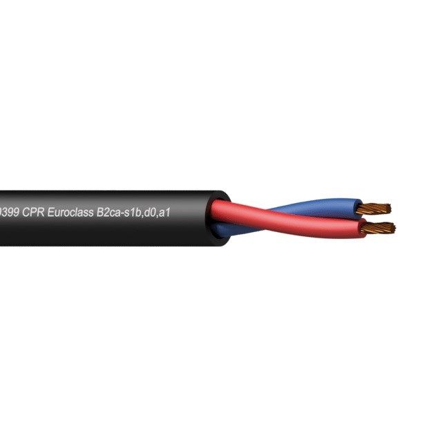 PROCAB CLS225-B2CA/3 – Loudspeaker cable - 2 x 2.5 mm2 - 13 AWG -  EN50399 CPR Euroclass B2ca-s1b d0 a1 100 m wooden reel