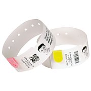 Wristband, Polypropylene, 1x10in (25.4x254mm) Direct thermal, Z-Band Splash, Adhesive closure, 1in (25.4mm) core, 350/roll, 4/box, Red