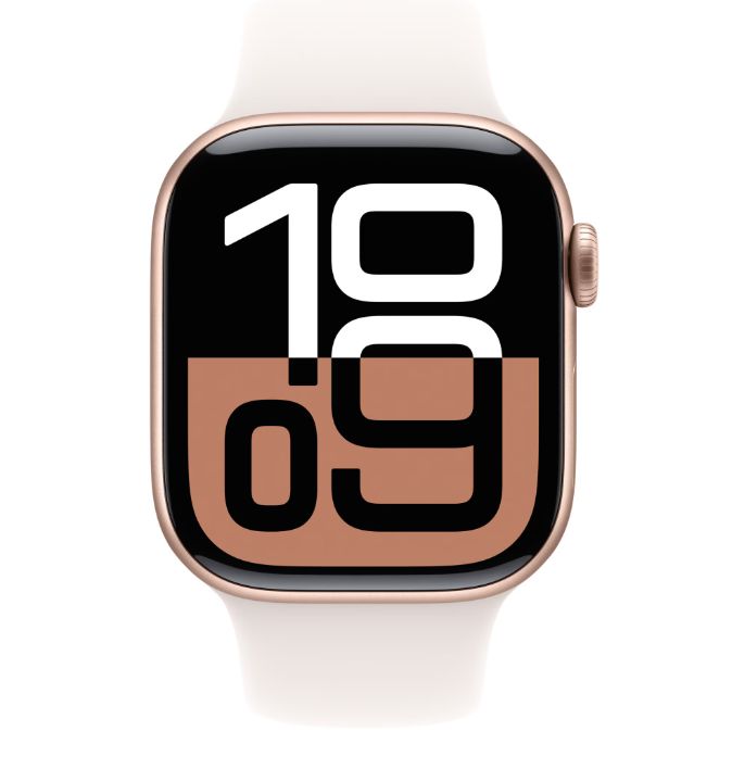 Apple Watch Series 10 GPS + Cellular 42mm Rose Gold Aluminium Case with Light Blush Sport Band - S/M