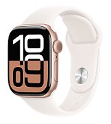 Apple Watch Series 10 GPS + Cellular 42mm Rose Gold Aluminium Case with Light Blush Sport Band - S/M