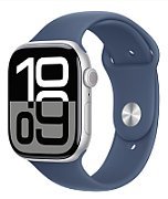 Apple Watch Series 10 GPS 46mm Silver Aluminium Case with Denim Sport Band - M/L