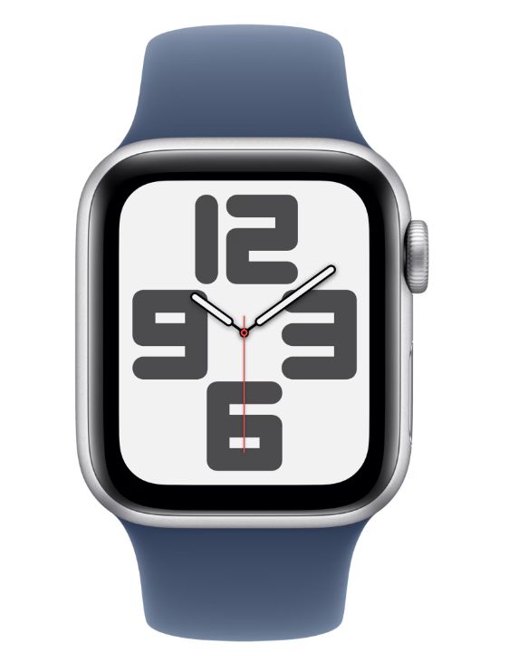 Apple Watch SE GPS + Cellular 40mm Silver Aluminium Case with Denim Sport Band - S/M