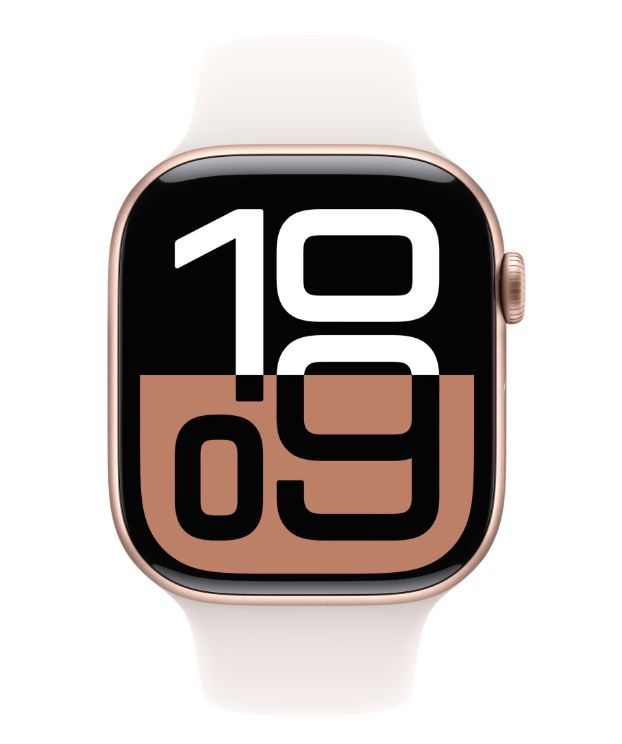 Apple Watch Series 10 GPS + Cellular 46mm Rose Gold Aluminium Case with Light Blush Sport Band - S/M