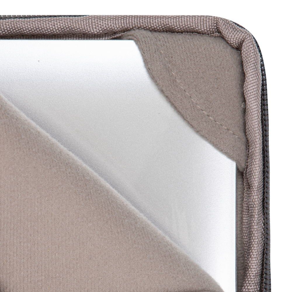 RIVACASE Anvik 13.3  Laptop sleeve  light grey  with handle  waterproof material  plush interior  back pocket for smartphone  business cards  accessories