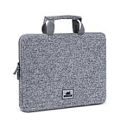 RIVACASE Anvik 13.3  Laptop sleeve  light grey  with handle  waterproof material  plush interior  back pocket for smartphone  business cards  accessories