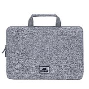 RIVACASE Anvik 13.3  Laptop sleeve  light grey  with handle  waterproof material  plush interior  back pocket for smartphone  business cards  accessories