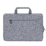 RIVACASE Anvik 13.3  Laptop sleeve  light grey  with handle  waterproof material  plush interior  back pocket for smartphone  business cards  accessories