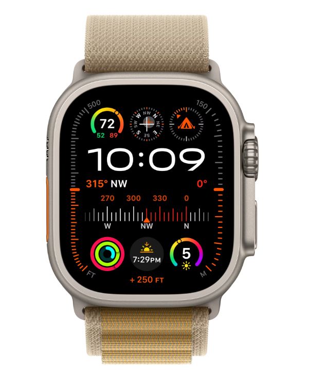 Apple Watch Ultra 2 GPS + Cellular 49mm Natural Titanium Case with Tan Alpine Loop - Large