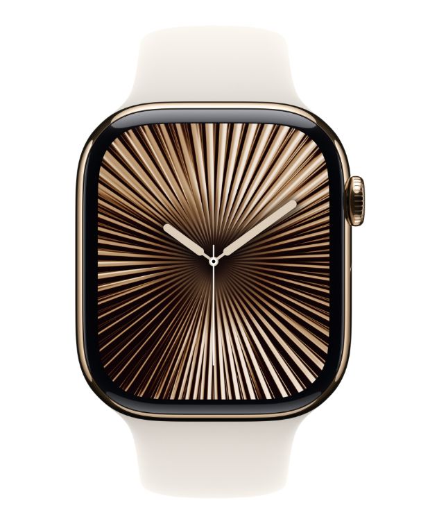 Apple Watch Series 10 GPS + Cellular 46mm Gold Titanium Case with Starlight Sport Band - M/L