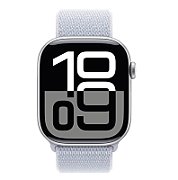 Apple Watch Series 10 GPS + Cellular 46mm Silver Aluminium Case with Blue Cloud Sport Loop