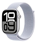 Apple Watch Series 10 GPS + Cellular 46mm Silver Aluminium Case with Blue Cloud Sport Loop