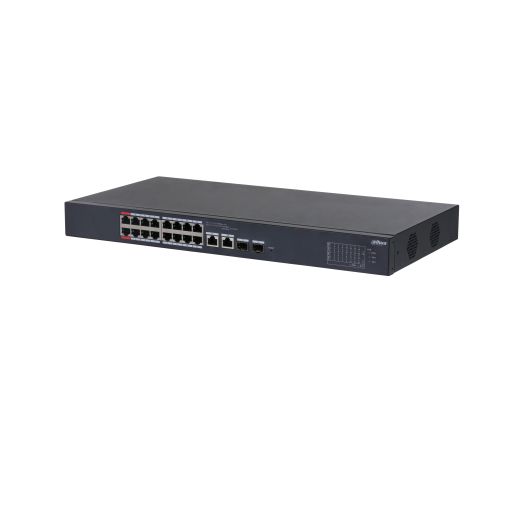 Dahua PoE Cloud Managed Desktop Layer 2 Switch, 18 Ports, 16x100M RJ-45 (PoE max 135W), 2xGbit RJ-45 (Combo), 2xGbit SFP (Combo)