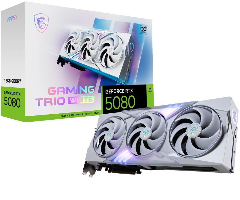 Placa Video MSI GEFORCE RTX 5080 16G GAMING TRIO OC WHITE GDDR7 256 bit, PCIE 5.0, 3x DP 1x HDMI